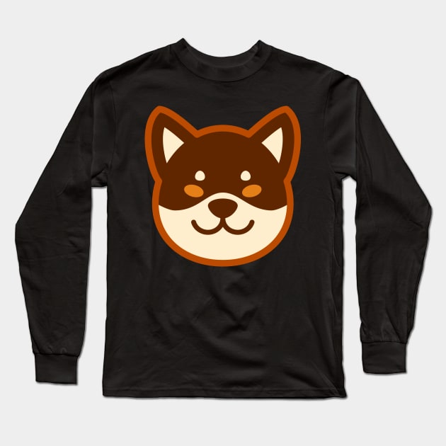 Brown Shiba: Eyes open smile Long Sleeve T-Shirt by Red Wolf